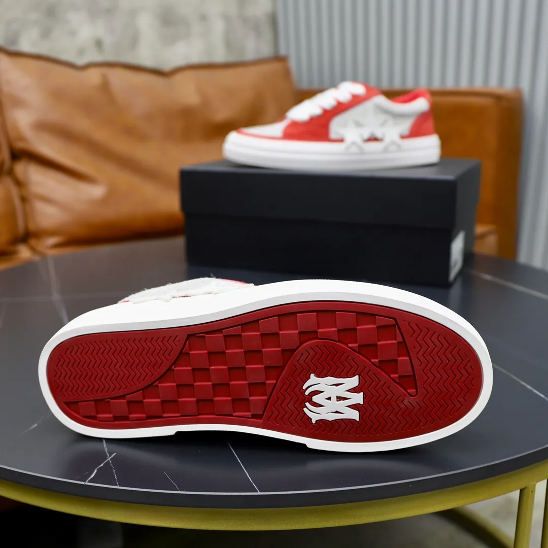 Men's men's shoes 💰540💰🔥🔥🔥 Couple style Amiri2024 new sports and casual shoes, casual, fashionable and versatile flat-soled moral training shoes. Classic color combination + perfect shoe shape, Amiri’s classic Logo star makes you and I fall in love. Imported cow suede leather makes the shoes more high-end. Recommended by major celebrities, bloggers and internet celebrities.   Color: black, off-white, blue, pink, red. Size: Women’s 35-40 (41 is custom-made and non-returnable) Men’s 38-44 (45 and 46 are custom-made and non-refundable)